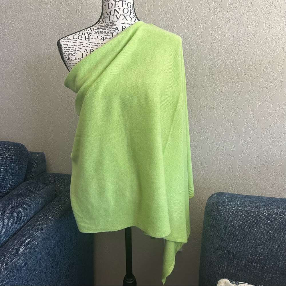 Women Ponchos Sweater Soft Lightweight Solid Knitted Shawl Wrap Scarf Lime Green